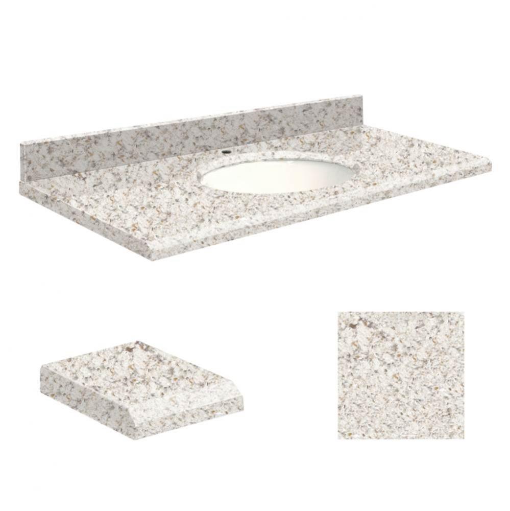 Quartz 43-in x 22-in Bathroom Vanity Top with Beveled Edge, Single Faucet Hole, and White Bowl in