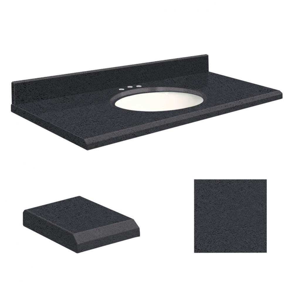 Quartz 43-in x 22-in Bathroom Vanity Top with Beveled Edge, 8-in Contour, and White Bowl in Black