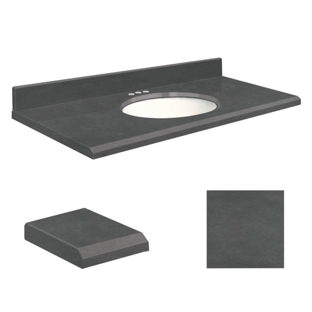 Quartz 43-in x 22-in Bathroom Vanity Top with Beveled Edge, 4-in Centerset, and White Bowl in Blac