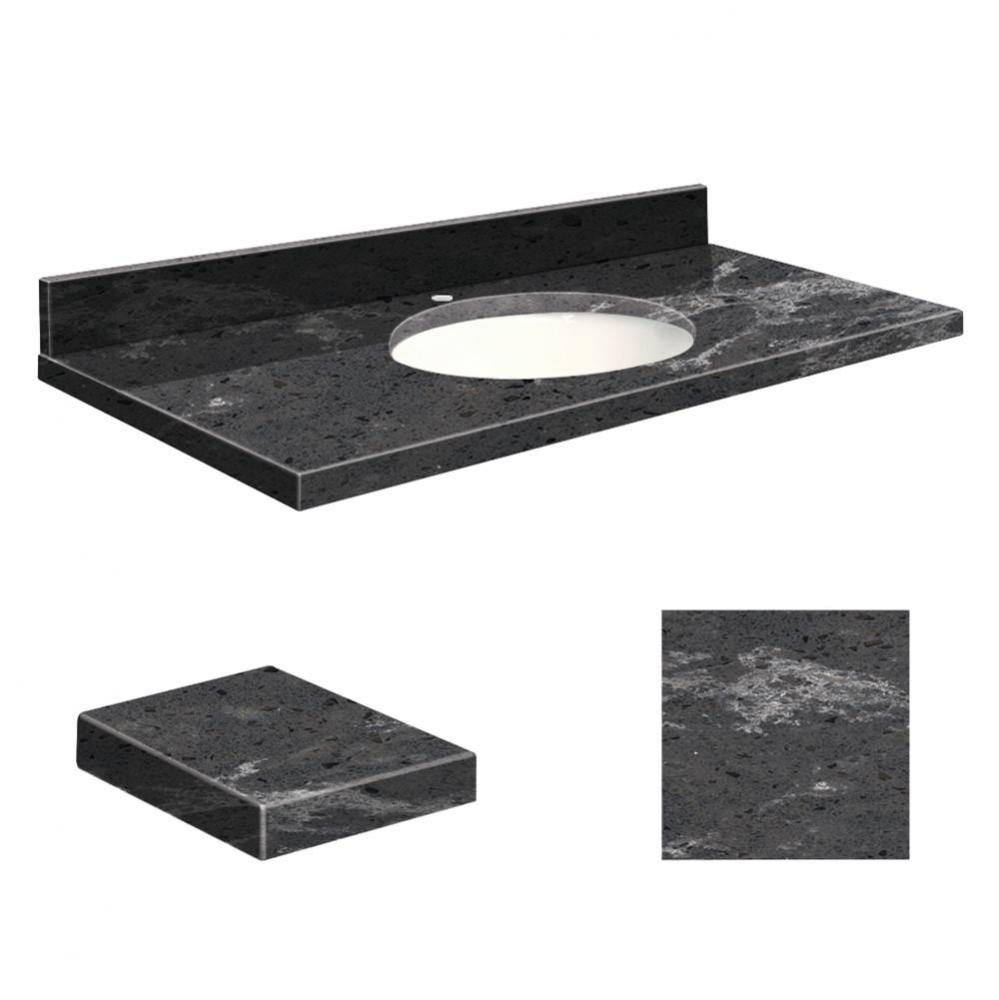 Quartz 43-in x 22-in Bathroom Vanity Top with Eased Edge, Single Faucet Hole, and White Bowl in Mi