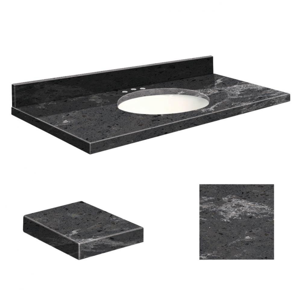Quartz 43-in x 22-in Bathroom Vanity Top with Eased Edge, 8-in Contour, and White Bowl in Milky Wa