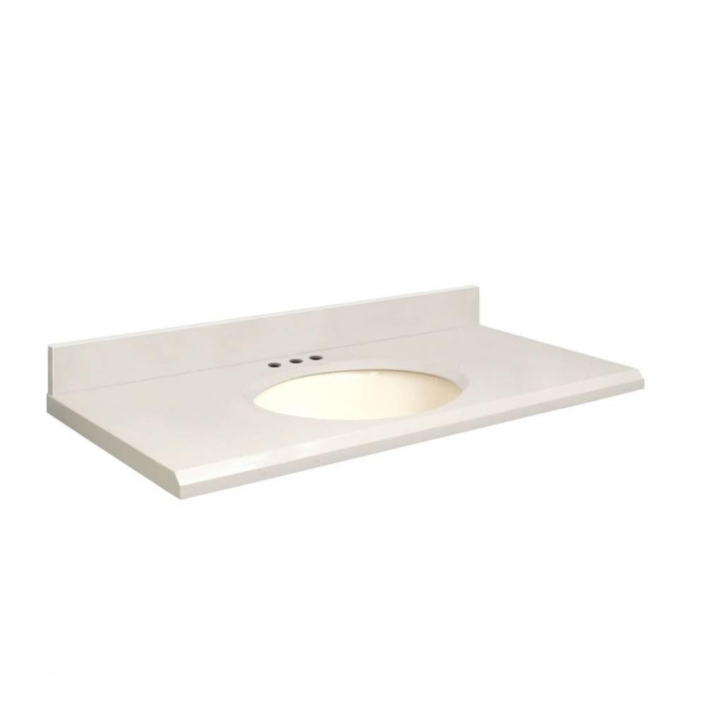 Quartz 49-in x 19-in Bathroom Vanity Top with Beveled Edge, 8-in Centerset, and Biscuit Bowl in Mi