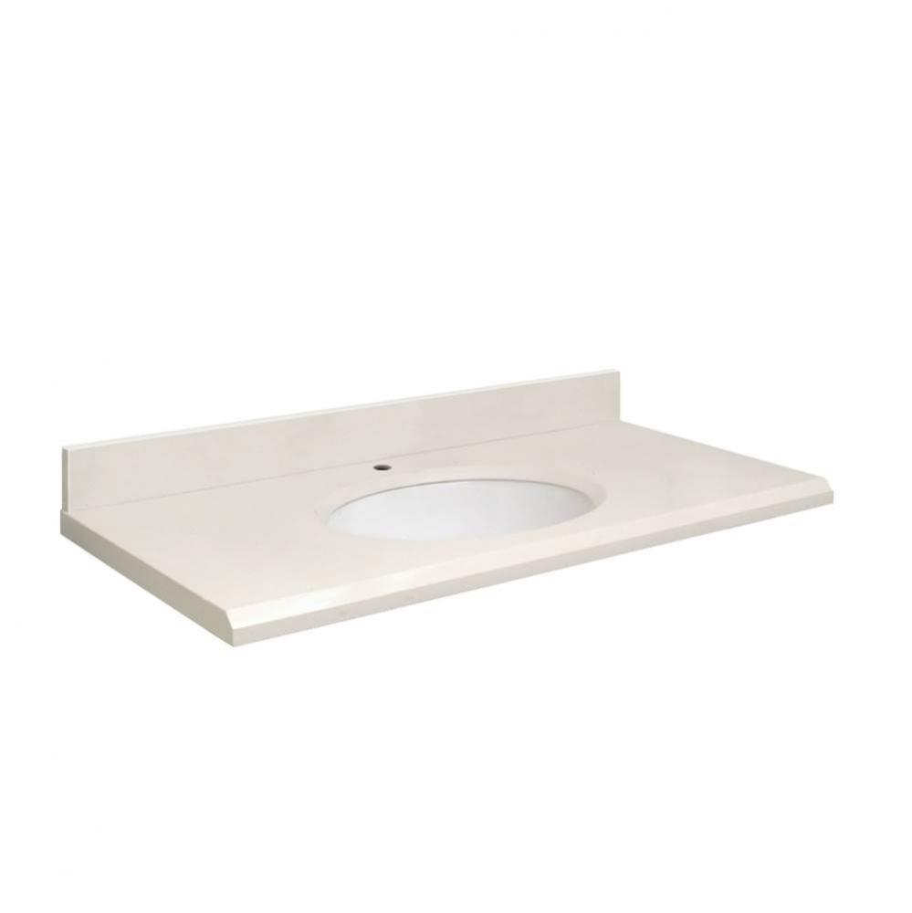 Quartz 49 -in x 19-in 1 Sink Bathroom Vanity Top with Beveled Edge, Single Faucet Hole, and White
