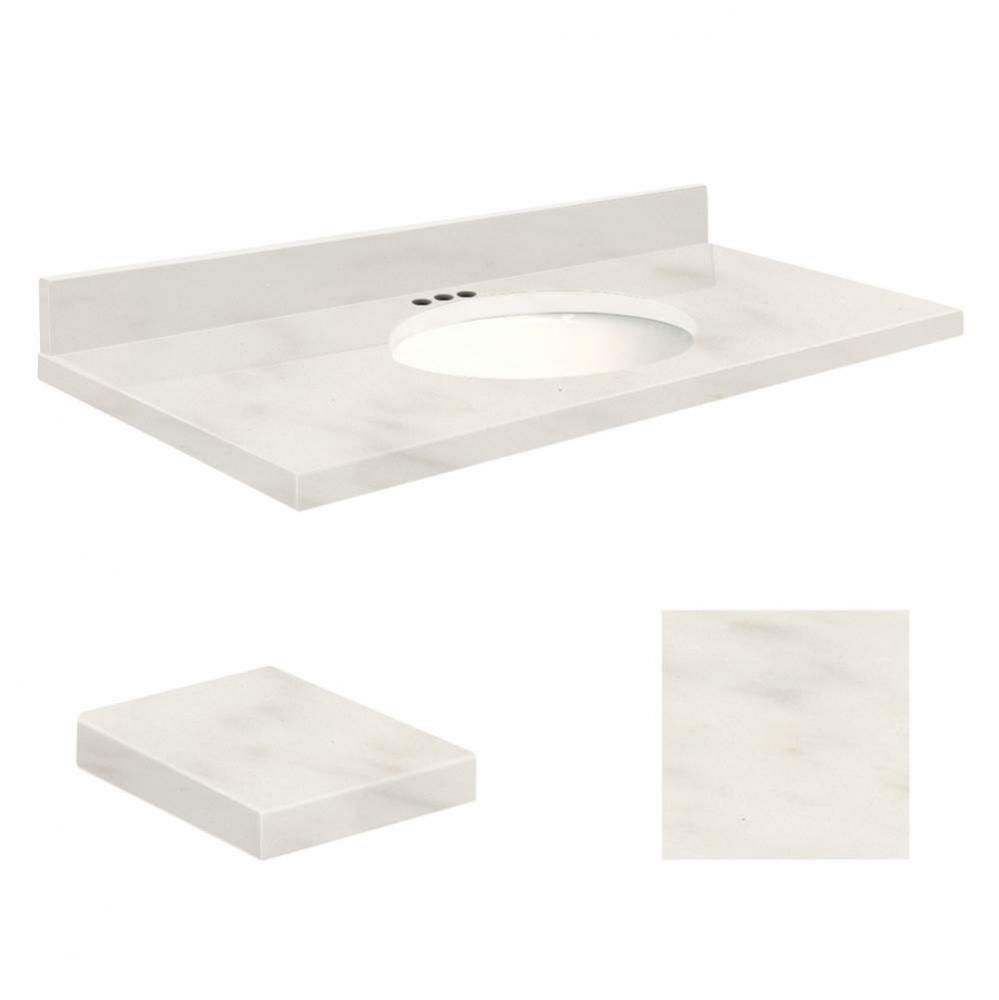 Quartz 49-in x 19-in Bathroom Vanity Top with Eased Edge, 4-in Centerset, and White Bowl in Antiqu