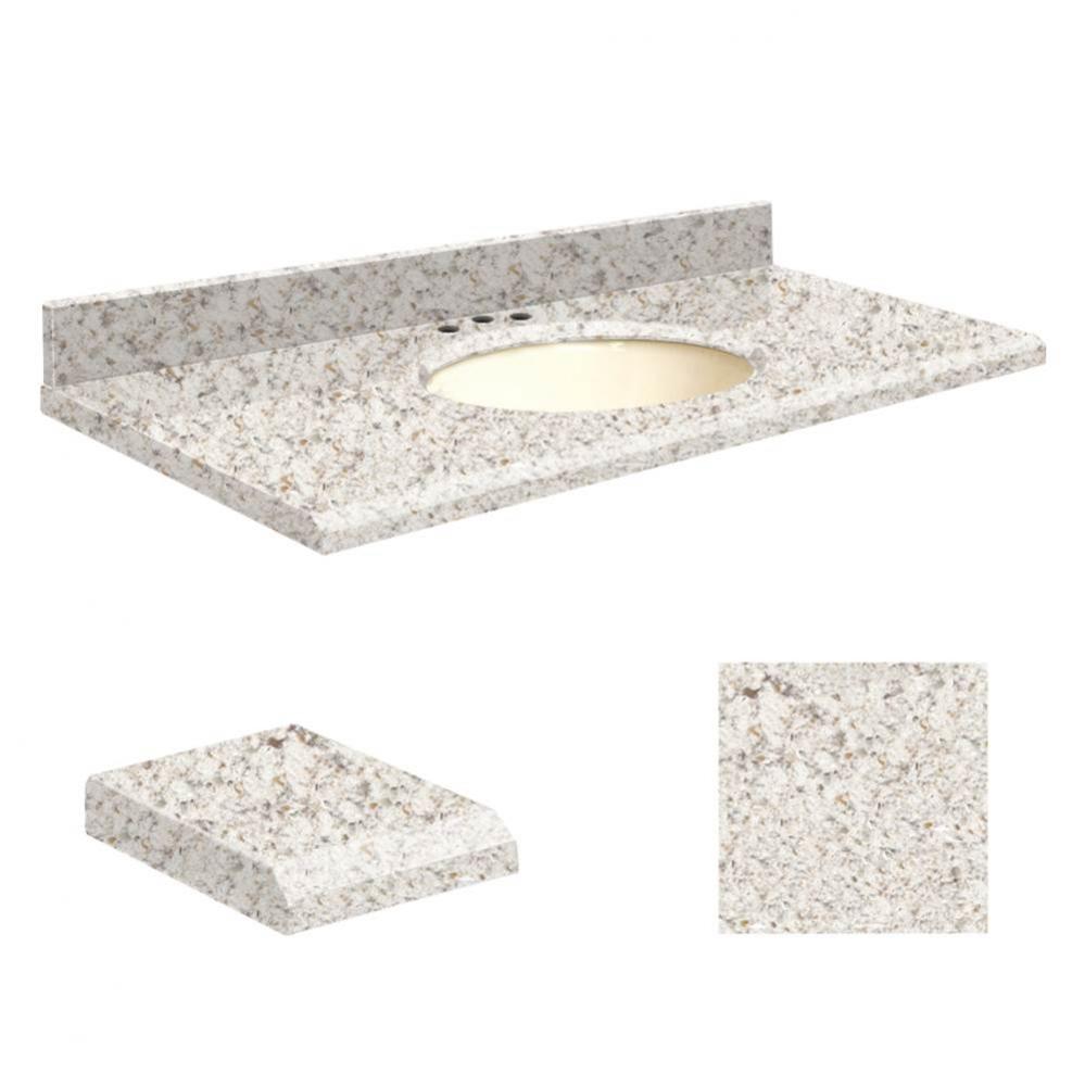 Quartz 49-in x 22-in Bathroom Vanity Top with Beveled Edge, 8-in Contour, and Biscuit Bowl in Almo