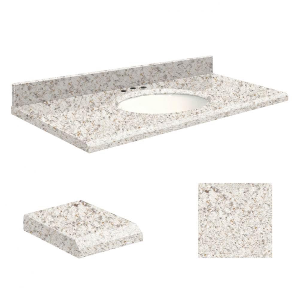 Quartz 49-in x 22-in Bathroom Vanity Top with Beveled Edge, 8-in Contour, and White Bowl in Almond