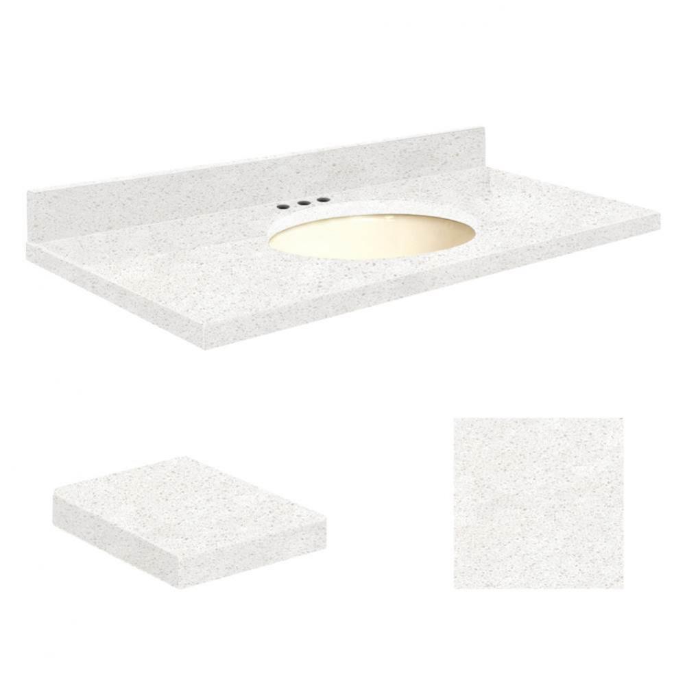 Quartz 49-in x 22-in Bathroom Vanity Top with Eased Edge, 8-in Centerset, and Biscuit Bowl in Natu