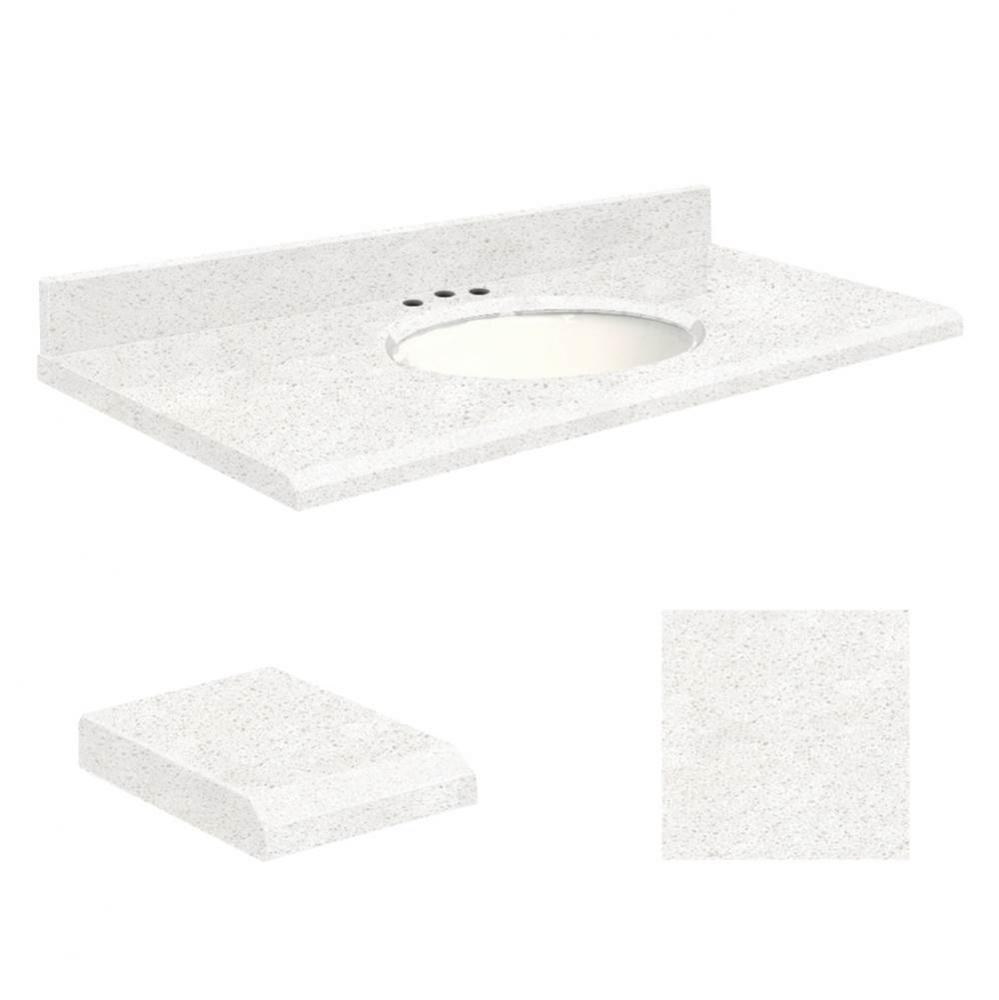 Quartz 49-in x 22-in Bathroom Vanity Top with Beveled Edge, 8-in Contour, and White Bowl in Natura