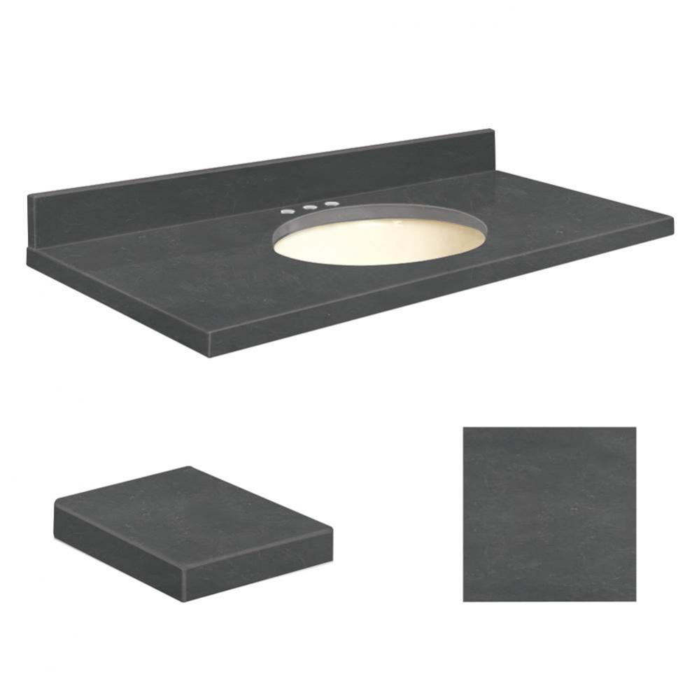 Quartz 49-in x 22-in Bathroom Vanity Top with Eased Edge, 8-in Centerset, and Biscuit Bowl in Blac