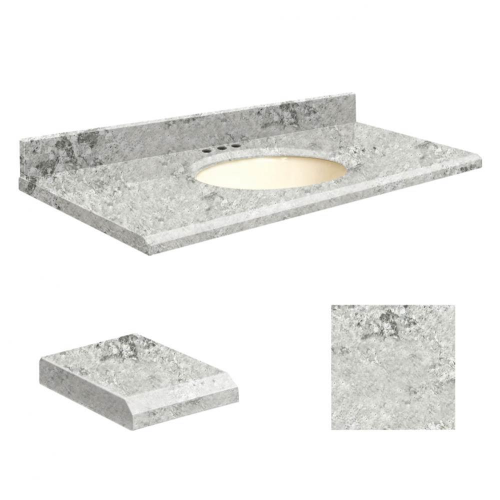 Quartz 49-in x 22-in Bathroom Vanity Top with Beveled Edge, 8-in Centerset, and Biscuit Bowl in Wi