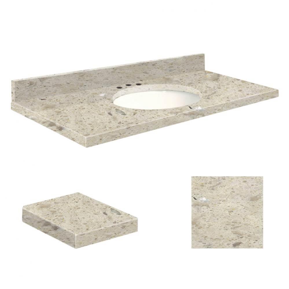 Quartz 49-in x 22-in Bathroom Vanity Top with Eased Edge, 8-in Contour, and White Bowl in Carmel T
