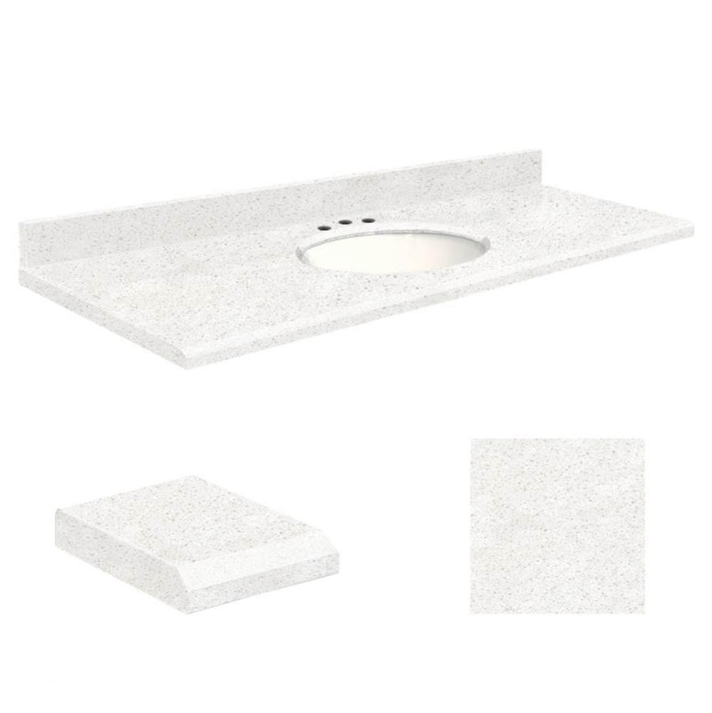 Quartz 61-in x 22-in Bathroom Vanity Top with Beveled Edge, 8-in Contour, and White Bowl in Natura