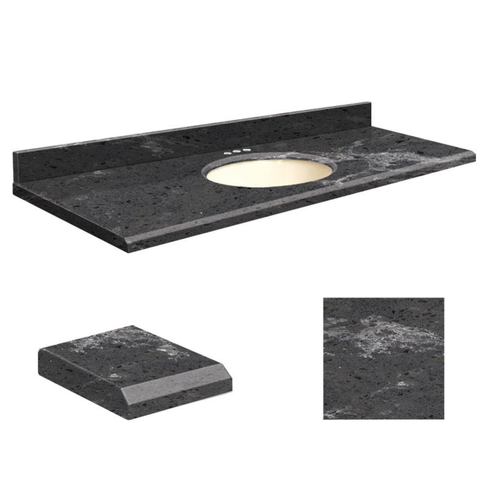 Quartz 61-in x 22-in Bathroom Vanity Top with Beveled Edge, 4-in Centerset, and Biscuit Bowl in Mi