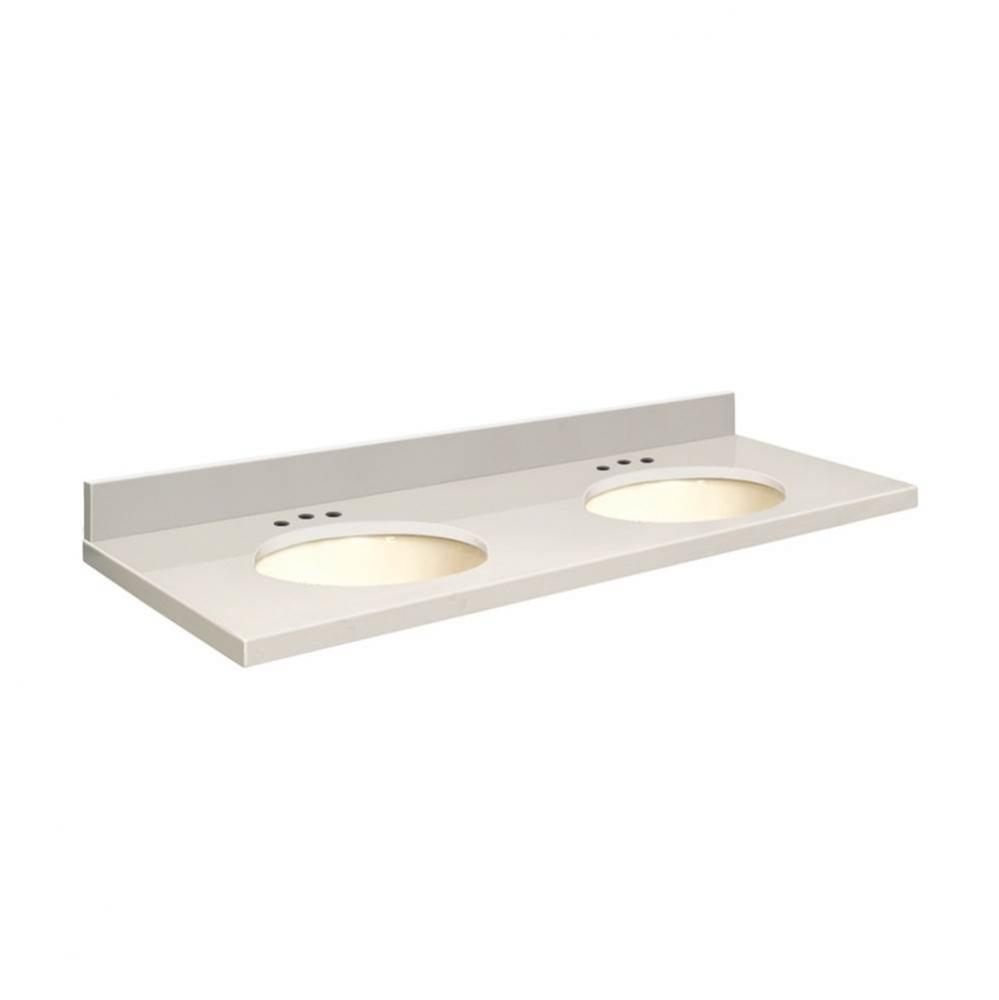 Quartz 61-in x 22-in Double Sink Bathroom Vanity Top with Eased Edge, 8-in Contour, and Biscuit Bo