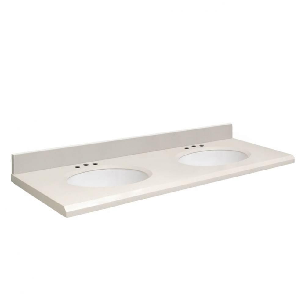 Quartz 61-in x 22-in Double Sink Bathroom Vanity Top with Beveled Edge, 8-in Contour, and White Bo
