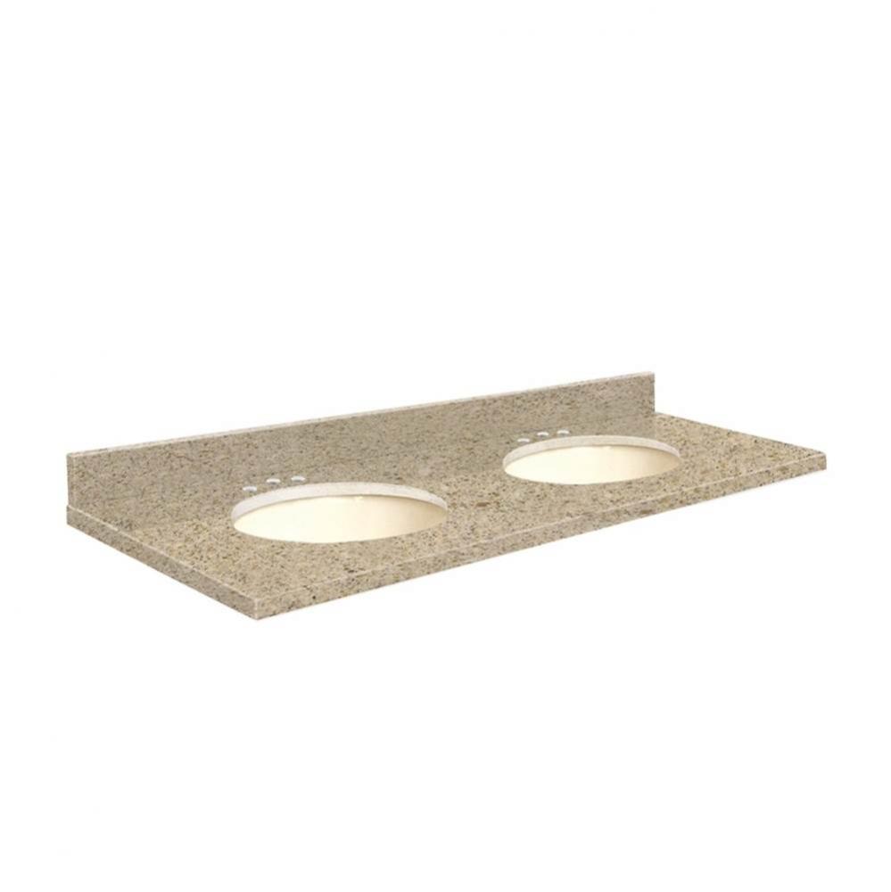 Quartz 61-in x 22-in Double Sink Bathroom Vanity Top with Eased Edge, 8-in Contour, and Biscuit Bo