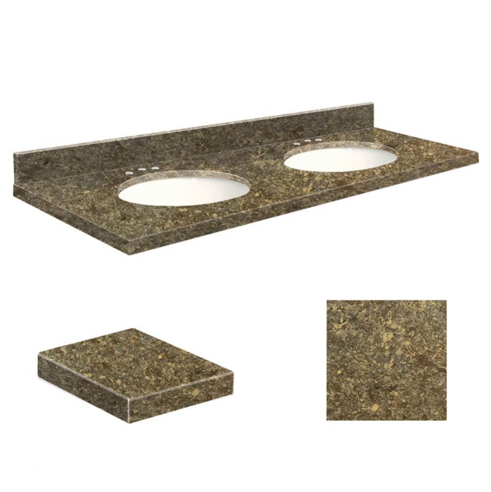 Quartz 61-in x 22-in Double Sink Bathroom Vanity Top with Eased Edge, 8-in Contour, and White Bowl