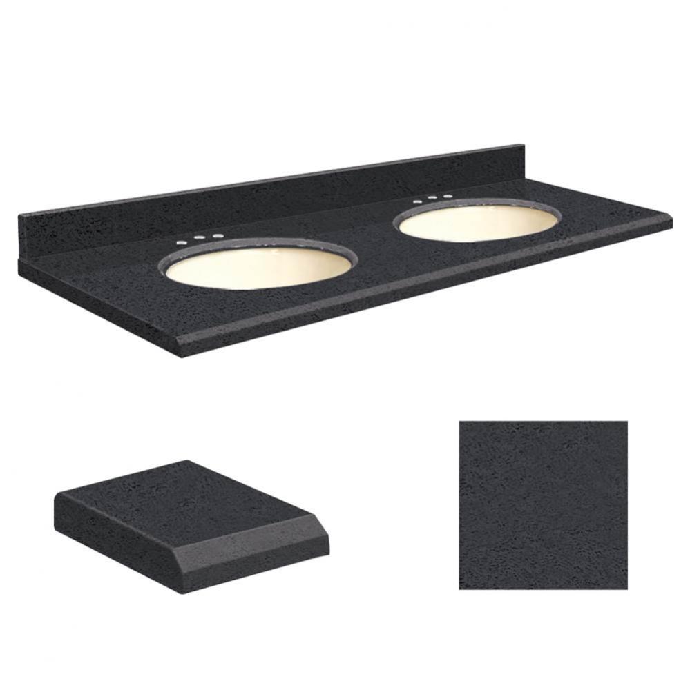 Quartz 61-in x 22-in Double Sink Bathroom Vanity Top with Beveled Edge, 8-in Contour, and Biscuit