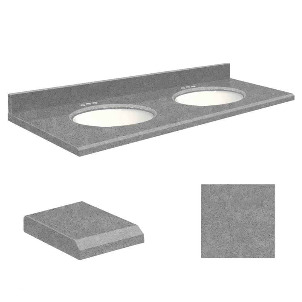 Quartz 61-in x 22-in Double Sink Bathroom Vanity Top with Beveled Edge, 4-in Centerset, and White