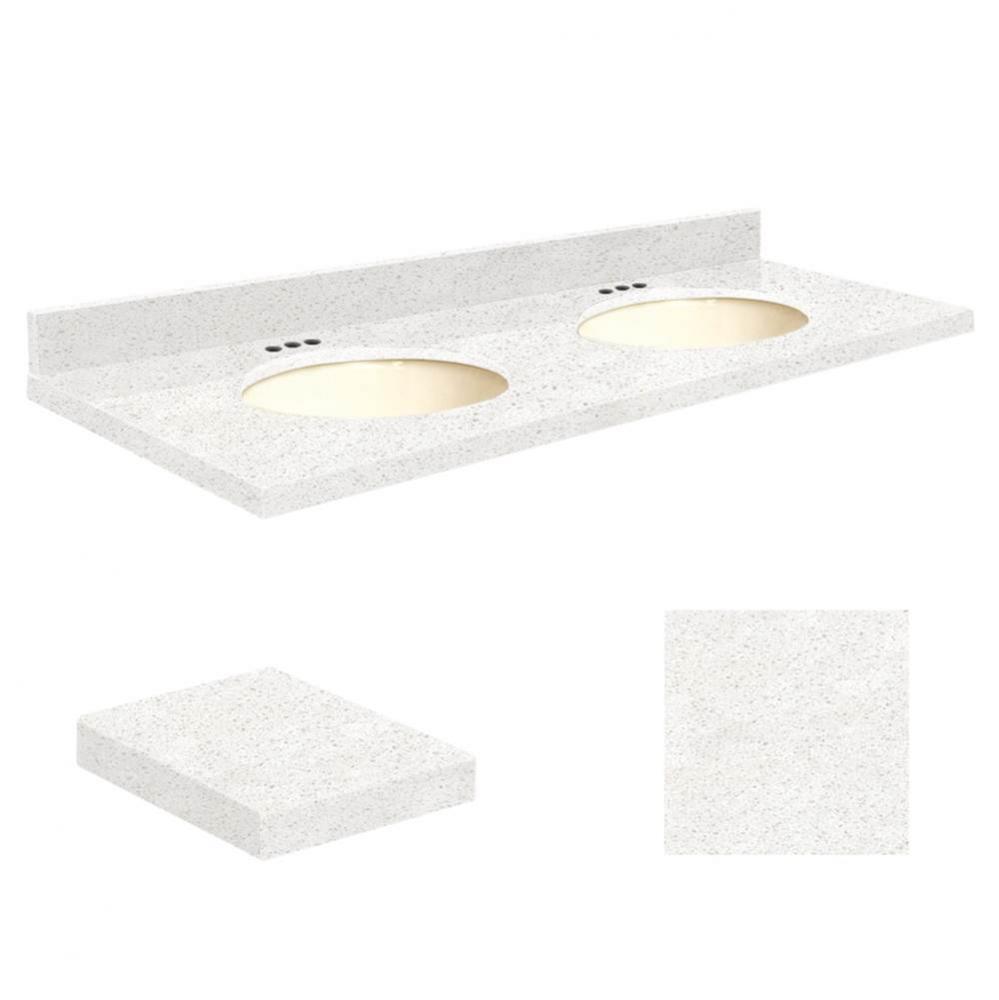Quartz 61-in x 22-in Double Sink Bathroom Vanity Top with Eased Edge, 4-in Centerset, and Biscuit