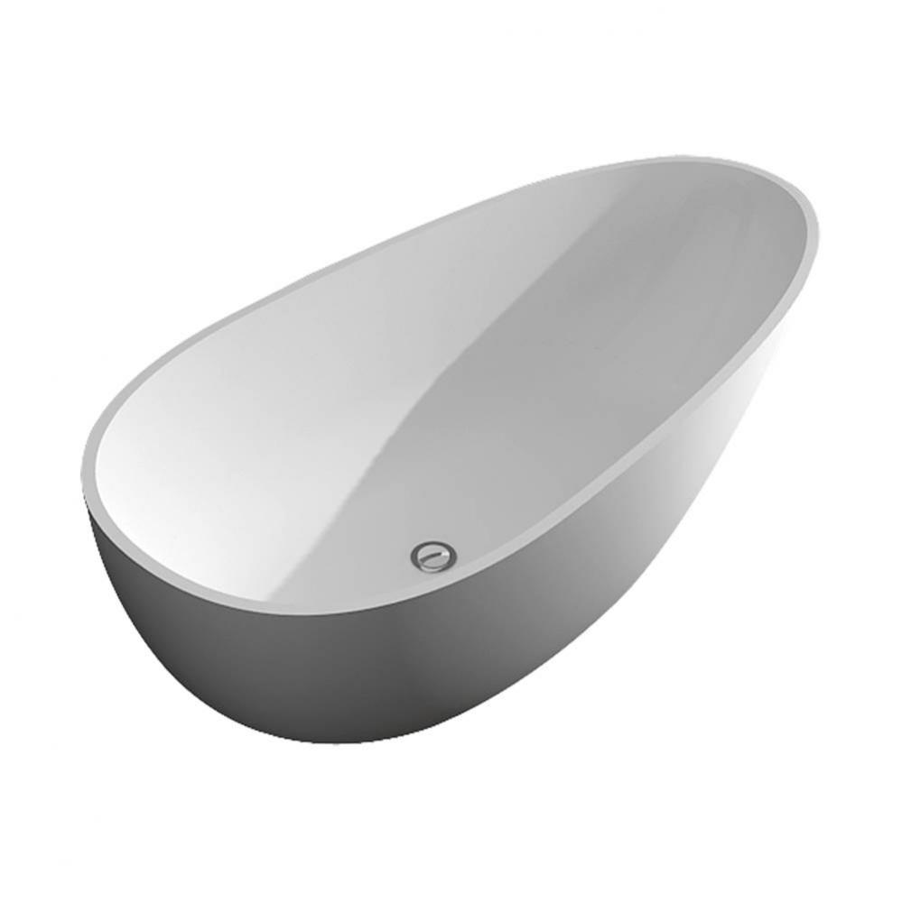 Marisol 58-in L x 29-in W x 23-in H Resin Stone Freestanding Bathtub with center drain, in White
