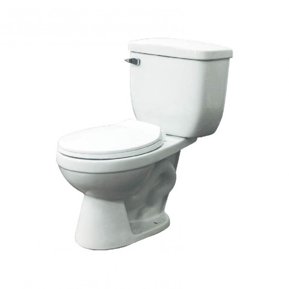 Madison 2-Piece Round Vitreous China Toilet with Left-Hand Trip Lever in White