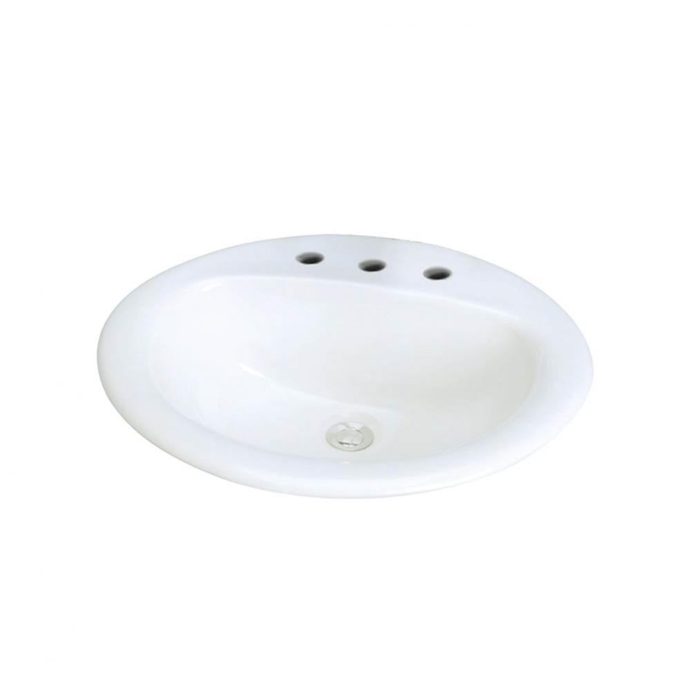 Akron Vitreous China 20-in Drop-in Lavatory with 8-in CC Faucet Holes