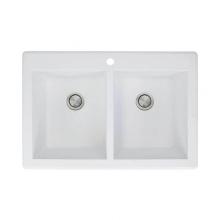 Transolid TR-RTDE3322-01 - Radius 33in x 22in silQ Granite Drop-in Double Bowl Kitchen Sink with 1 Pre-Drilled Faucet Hole, i