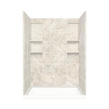 Transolid DKWF6008L-92 - 30'' x 60'' x 83'' Solid Surface Left-Hand Alcove Shower Kit in Silv