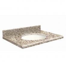 Transolid G3719-F2-E-W-4 - Granite 37-in x 19-in Bathroom Vanity Top with Beveled Edge, 4-in Centerset, and White Bowl in Gia