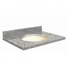 Transolid G3719-F4-A-B-4 - Granite 37-in x 19-in Bathroom Vanity Top with Eased Edge, 4-in Centerset, and Biscuit Bowl in Ros