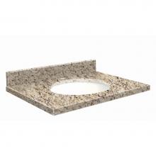 Transolid G4919-F2-A-W-1 - Granite 49-in x 19-in Bathroom Vanity Top with Eased Edge, Single Faucet Hole, and White Bowl in G