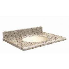 Transolid G4919-F2-E-B-1 - Granite 49-in x 19-in Bathroom Vanity Top with Beveled Edge, Single Faucet Hole, and Biscuit Bowl