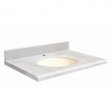Transolid G4919-M1-E-B-1 - Natural Marble 49-in x 19-in Bathroom Vanity Top with Beveled Edge, Single Faucet Hole, and Biscui