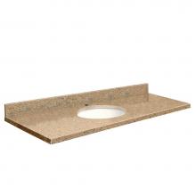Transolid G6122-E1-A-W-1 - Granite 61-in x 22-in Bathroom Vanity Top with Eased Edge, Single Faucet Hole, and White Bowl in G
