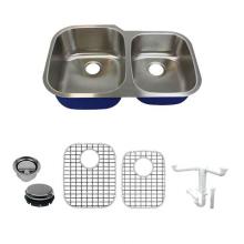 Transolid TR-K-MUDO32219 - Meridian Stainless Steel 32 Undermount Kitchen Sink Kit with Bottom Grids, Flip-Top Strainer, Flip