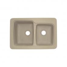 Transolid KDT33226-60 - Savannah 33in x 22in Solid Surface Drop-in Double Bowl Kitchen Sink, in Matrix Sand