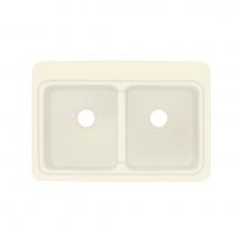 Transolid KDT3322C-08 - Charlotte 33in x 22in Solid Surface Drop-in Double Bowl Kitchen Sink, in Biscuit