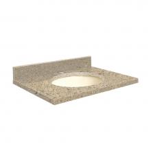 Transolid Q2519-3G-A-B-1 - Quartz 25-in x 19-in Bathroom Vanity Top with Eased Edge, Single Faucet Hole, and Biscuit Bowl in