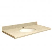 Transolid Q2519-3X-E-W-4 - Quartz 25 -in x 19-in 1 Sink Bathroom Vanity Top with Beveled Edge, 4-in Centerset, and White Bowl
