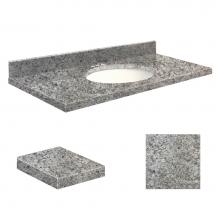 Transolid Q2519-4I-A-W-4 - Quartz 25-in x 19-in Bathroom Vanity Top with Eased Edge, 4-in Centerset, and White Bowl in Overtu