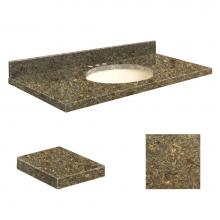 Transolid Q2519-4J-A-B-8 - Quartz 25-in x 19-in Bathroom Vanity Top with Eased Edge, 8-in Centerset, and Biscuit Bowl in Rapt