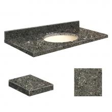 Transolid Q2519-4K-A-B-4 - Quartz 25-in x 19-in Bathroom Vanity Top with Eased Edge, 4-in Centerset, and Biscuit Bowl in Temp