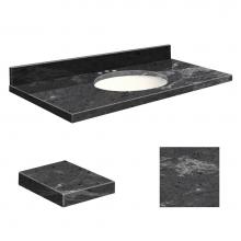 Transolid Q2519-6E-A-W-8C - Quartz 25-in x 19-in Bathroom Vanity Top with Eased Edge, 8-in Contour, and White Bowl in Milky Wa