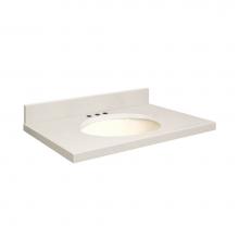 Transolid Q2522-3A-A-B-8 - Quartz 25-in x 22-in Bathroom Vanity Top with Eased Edge, 8-in Centerset, and Biscuit Bowl in Mila