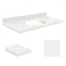 Transolid Q2522-4W-A-W-1 - Quartz 25-in x 22-in Bathroom Vanity Top with Eased Edge, Single Faucet Hole, and White Bowl in Na