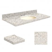 Transolid Q3119-4N-A-B-8 - Quartz 31-in x 19-in Bathroom Vanity Top with Eased Edge, 8-in Centerset, and Biscuit Bowl in Almo