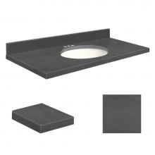 Transolid Q3119-6B-A-W-4 - Quartz 31-in x 19-in Bathroom Vanity Top with Eased Edge, 4-in Centerset, and White Bowl in Black