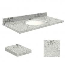 Transolid Q3119-6C-A-W-4 - Quartz 31-in x 19-in Bathroom Vanity Top with Eased Edge, 4-in Centerset, and White Bowl in Winter