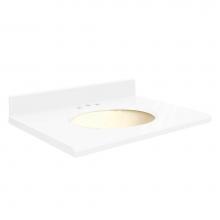 Transolid Q3119-N1-E-B-8C - Quartz 31-in x 19-in Bathroom Vanity Top with Beveled Edge, 8-in Contour, and Biscuit Bowl in Nano